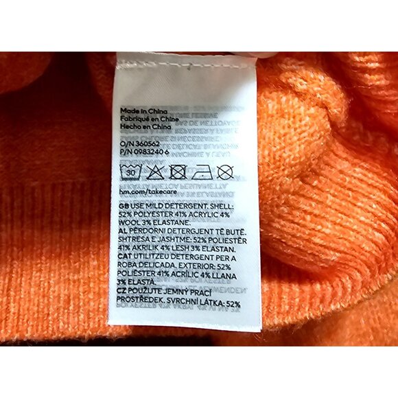 H&M Women's Orange Knit Sweater Crewneck Long Sleeve S Polyester & Acrylic Blend - Picture 4 of 8